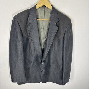 Circle S 42R Western Blazer Gray Pinstripe Cowboy Ranch Jacket USA